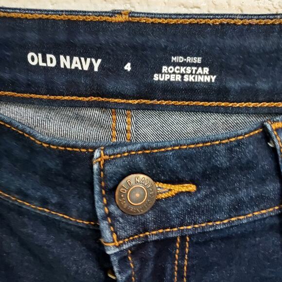 Old Navy 'Rock Star' Super Skinny Midrise Stretch Jeans Dark Wash Size 4 - Picture 5 of 9